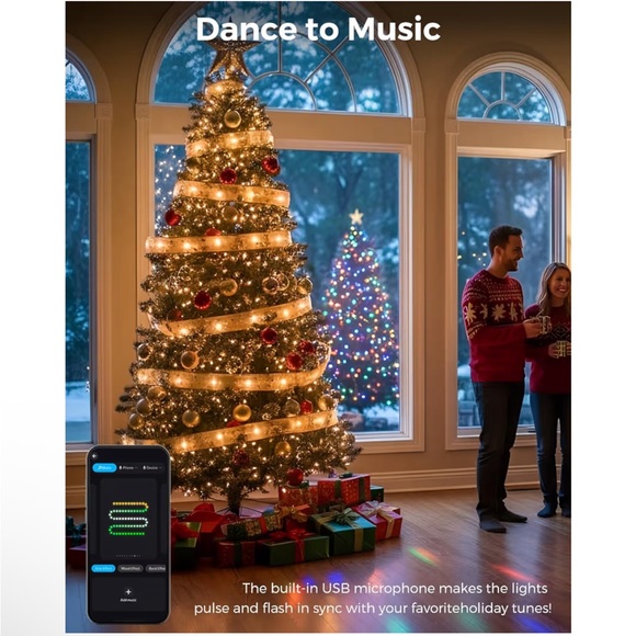 33FT Smart Christmas Ribbon Lights, Lighted Ribbon, 100...